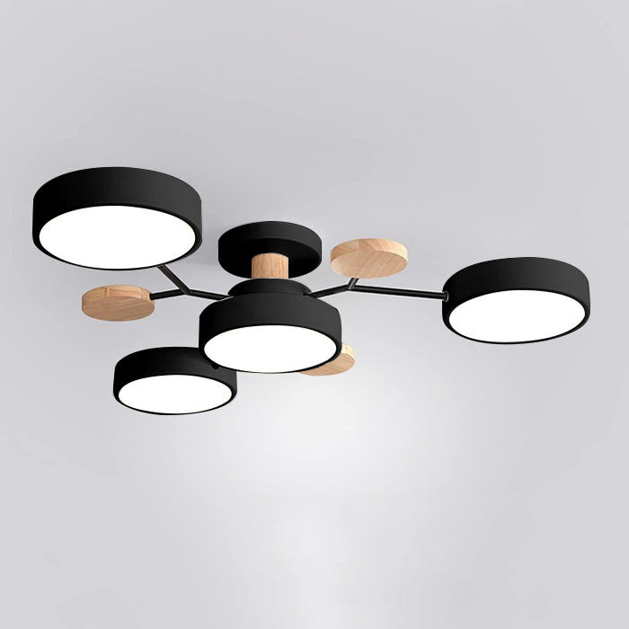 Limora - Plafonnier LED multi-bras avec abat-jours circulaires