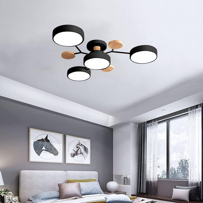 Limora - Plafonnier LED multi-bras avec abat-jours circulaires
