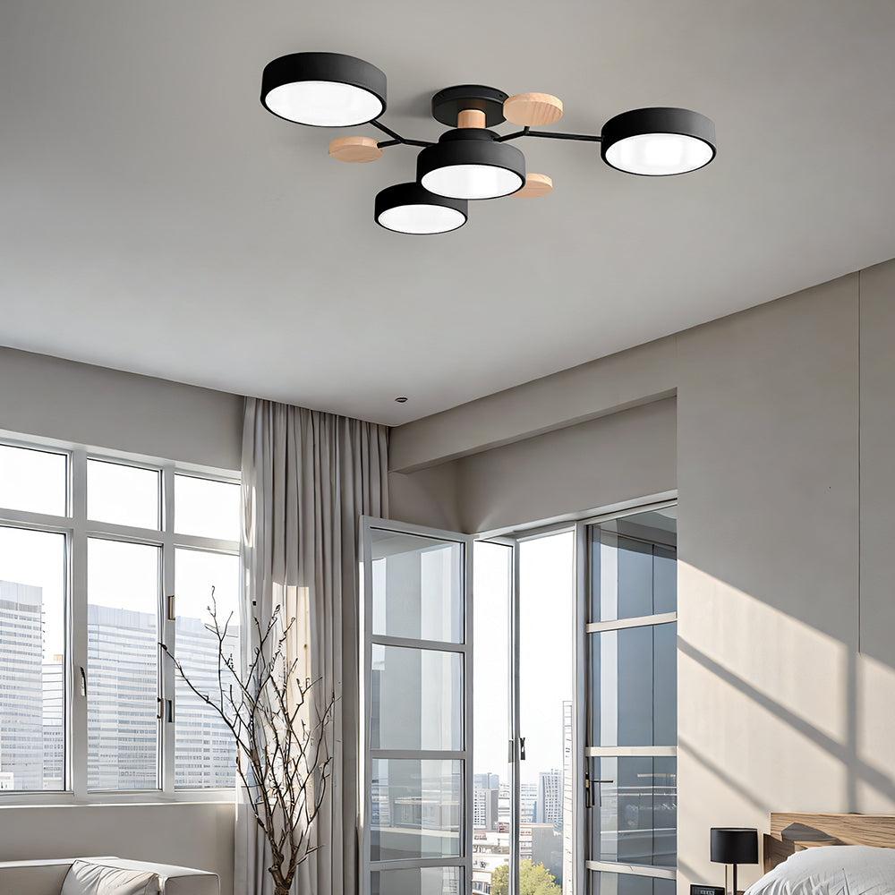 Limora - Plafonnier LED multi-bras avec abat-jours circulaires