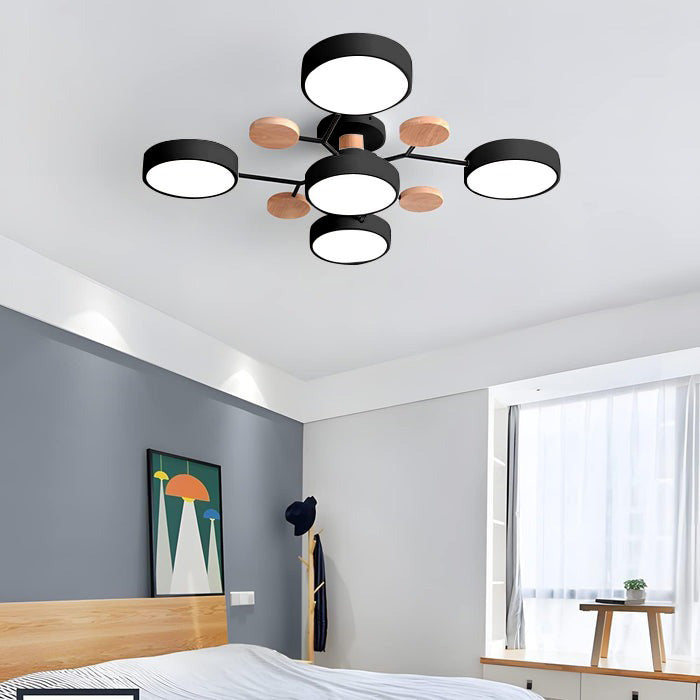 Limora - Plafonnier LED multi-bras avec abat-jours circulaires