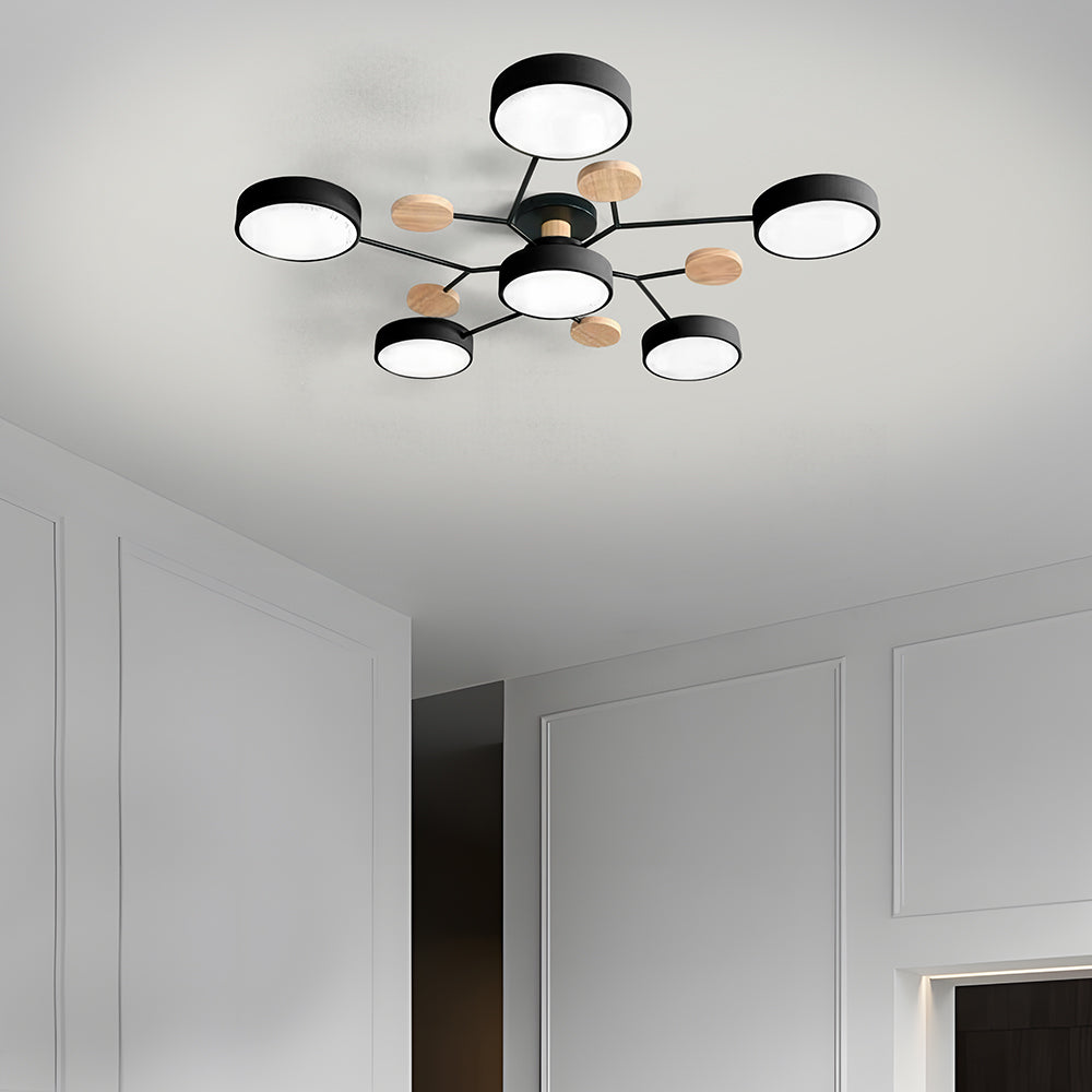 Limora - Plafonnier LED multi-bras avec abat-jours circulaires