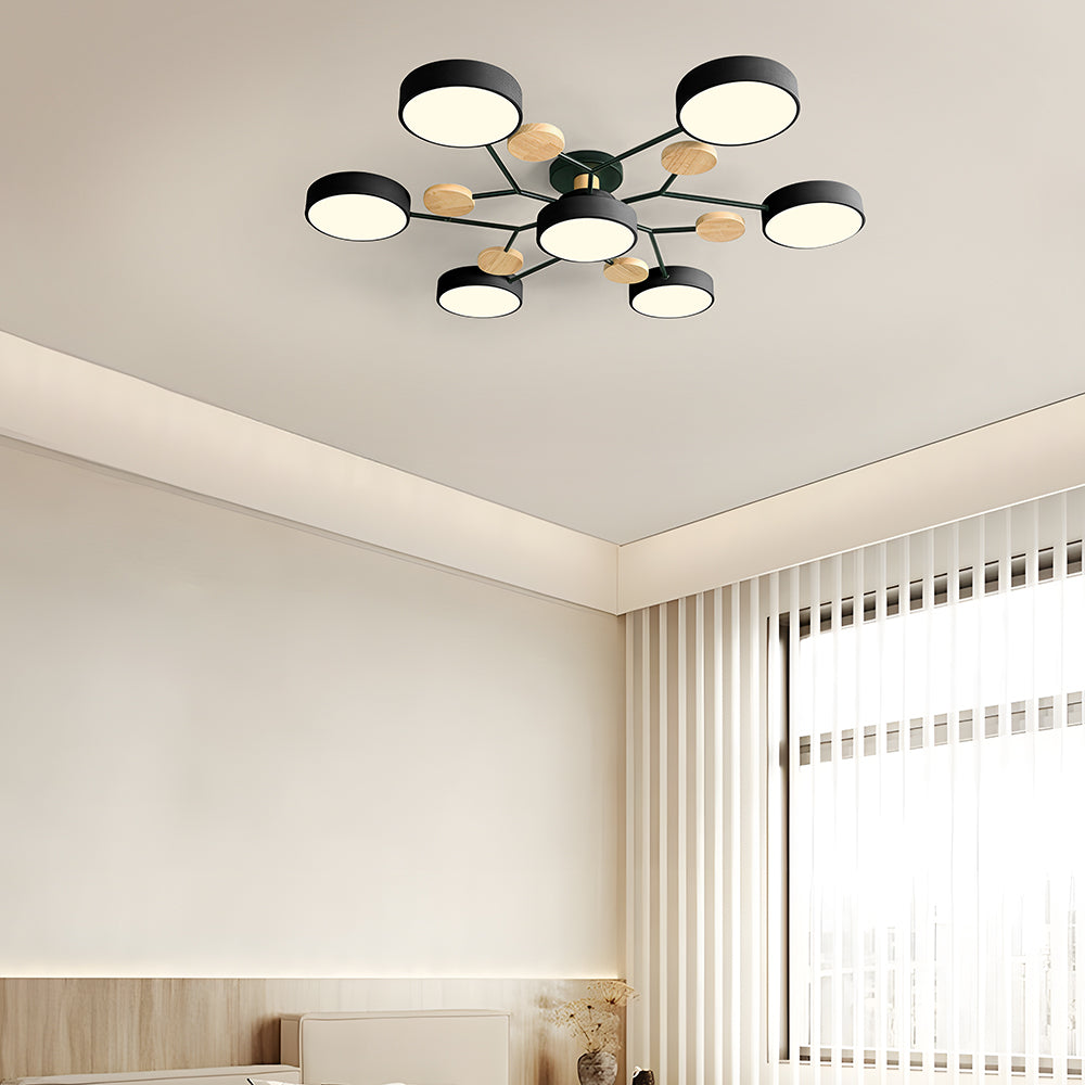 Limora - Plafonnier LED multi-bras avec abat-jours circulaires