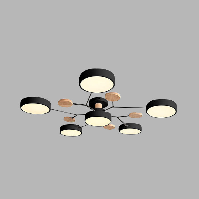 Limora - Plafonnier LED multi-bras avec abat-jours circulaires