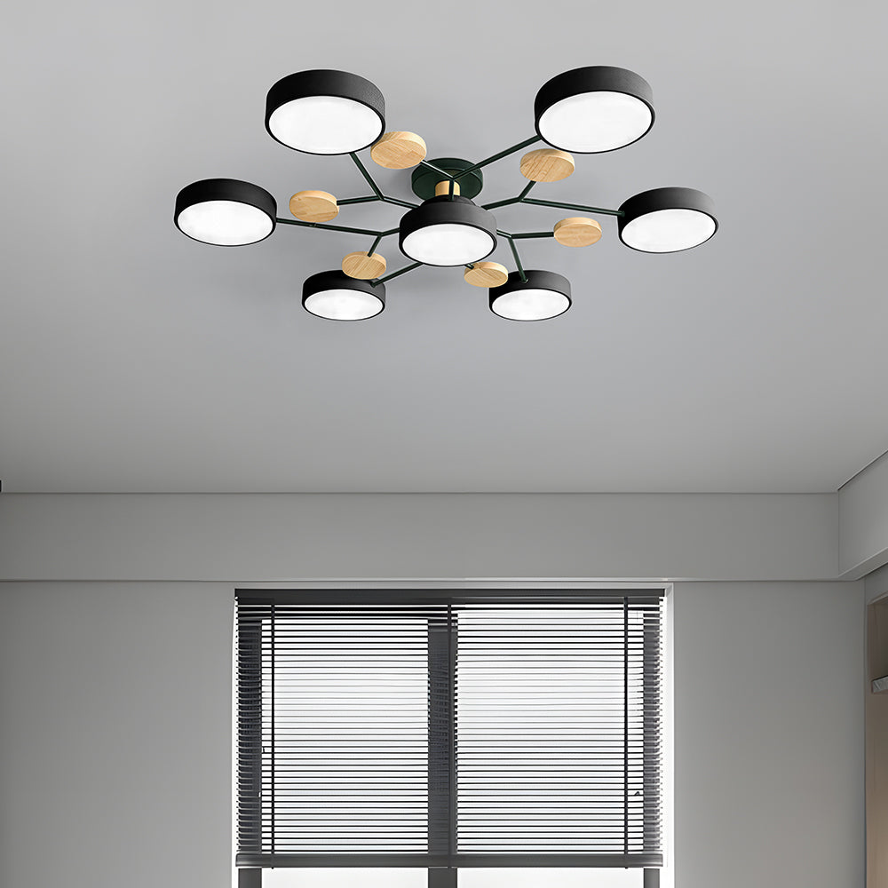 Limora - Plafonnier LED multi-bras avec abat-jours circulaires