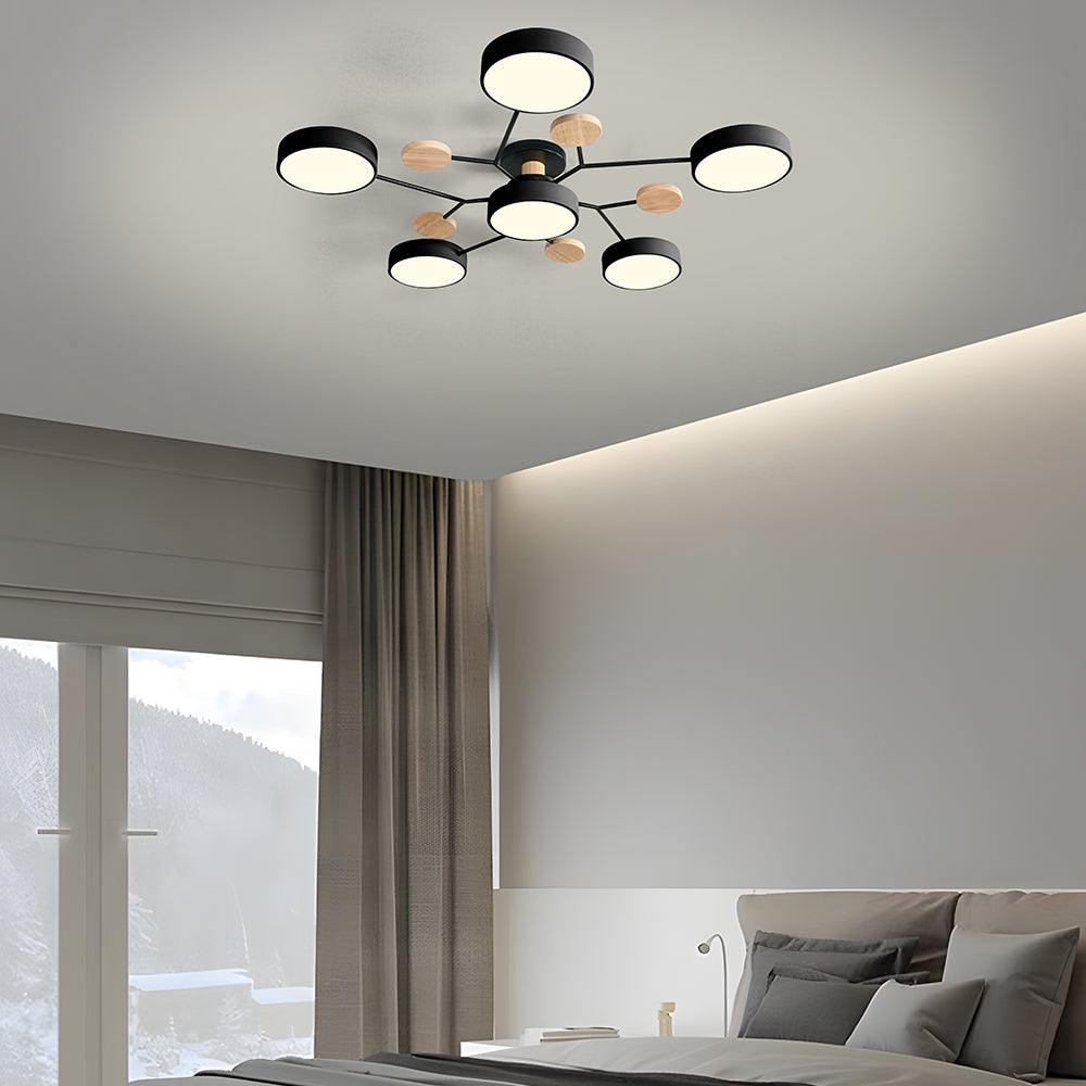 Limora - Plafonnier LED multi-bras avec abat-jours circulaires