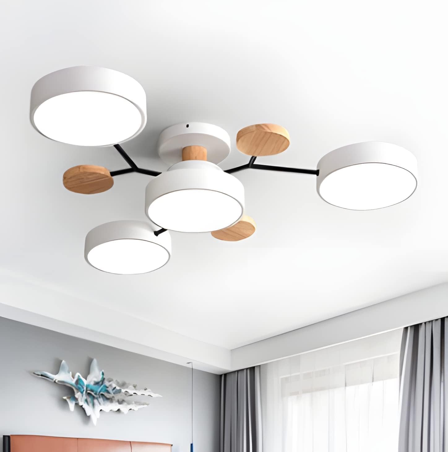 Limora - Plafonnier LED multi-bras avec abat-jours circulaires