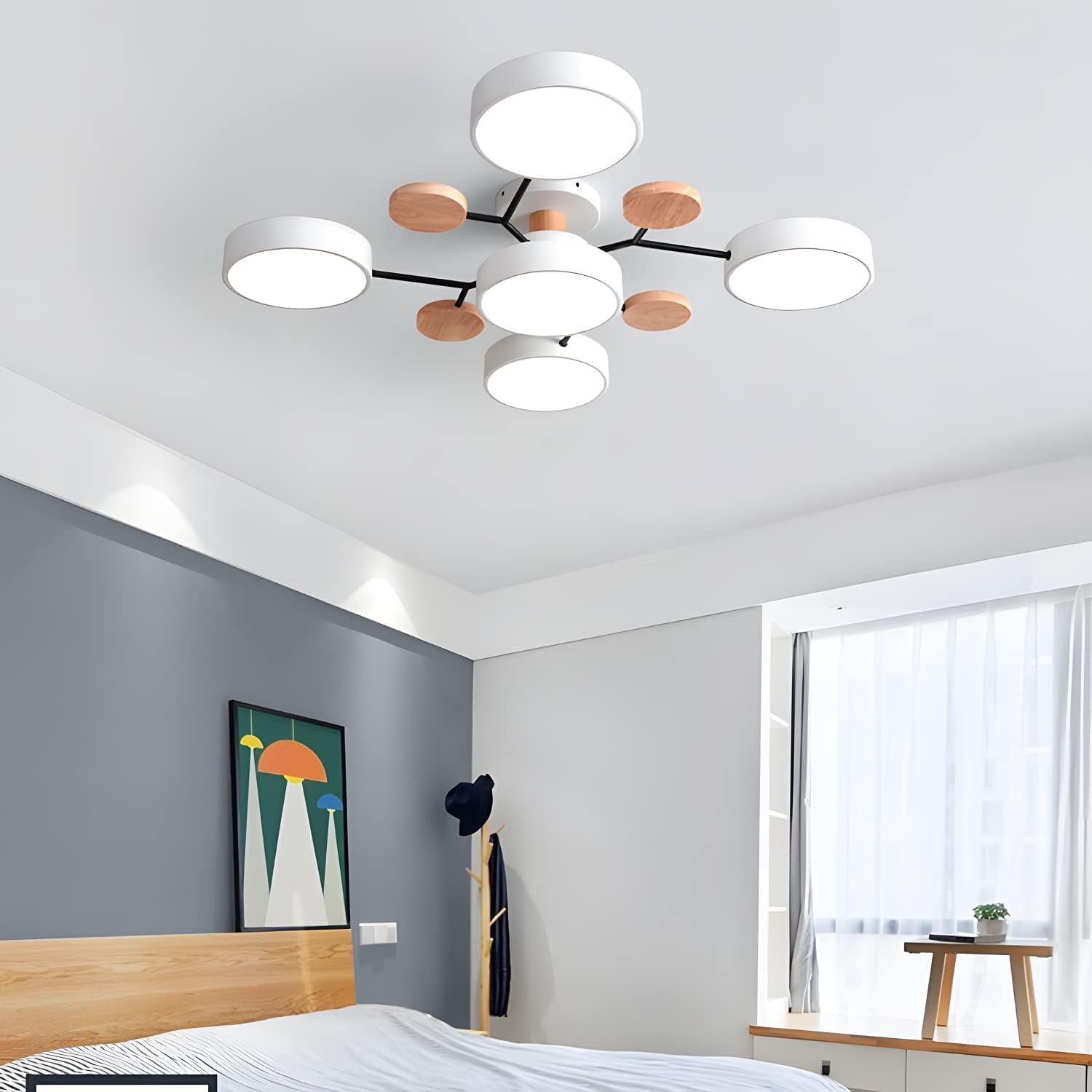 Limora - Plafonnier LED multi-bras avec abat-jours circulaires