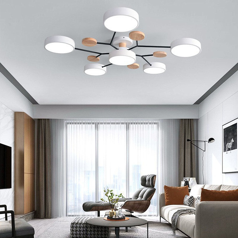 Limora - Plafonnier LED multi-bras avec abat-jours circulaires