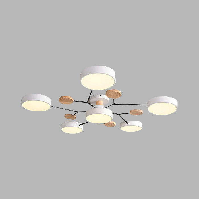 Limora - Plafonnier LED multi-bras avec abat-jours circulaires