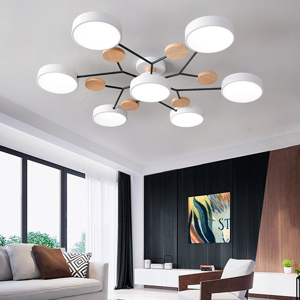 Limora - Plafonnier LED multi-bras avec abat-jours circulaires