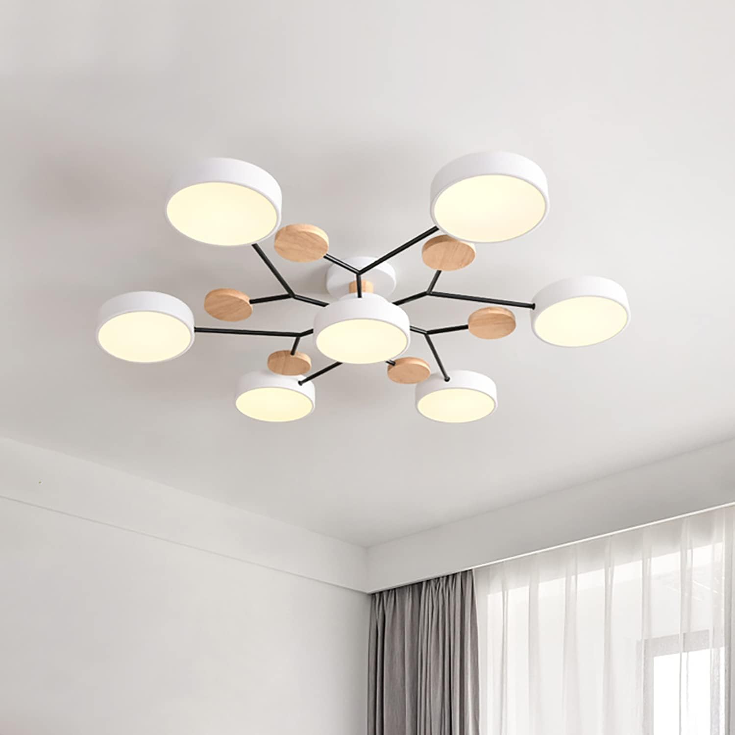 Limora - Plafonnier LED multi-bras avec abat-jours circulaires