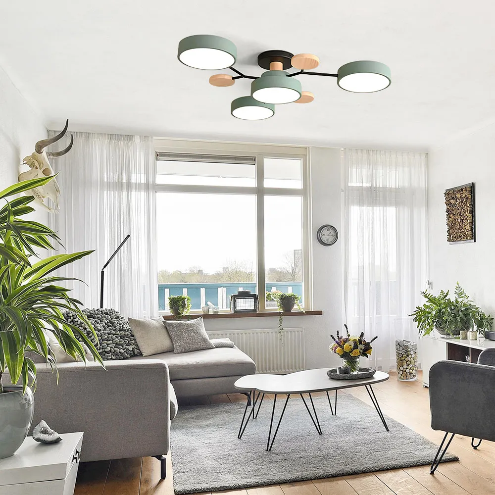 Limora - Plafonnier LED multi-bras avec abat-jours circulaires