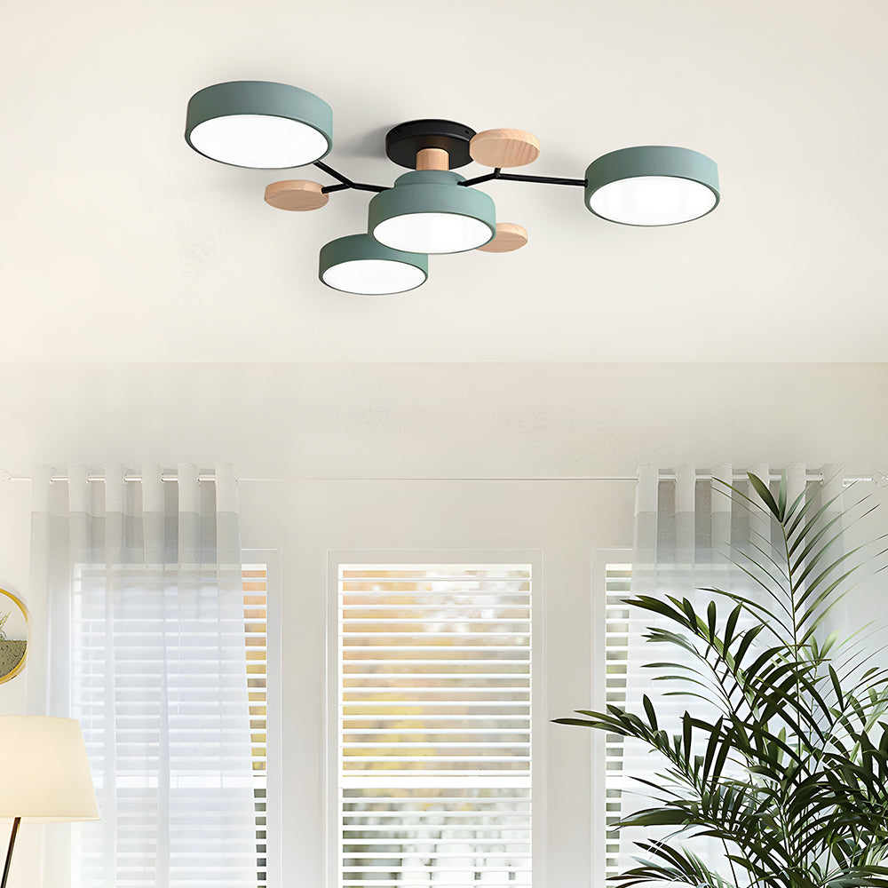 Limora - Plafonnier LED multi-bras avec abat-jours circulaires