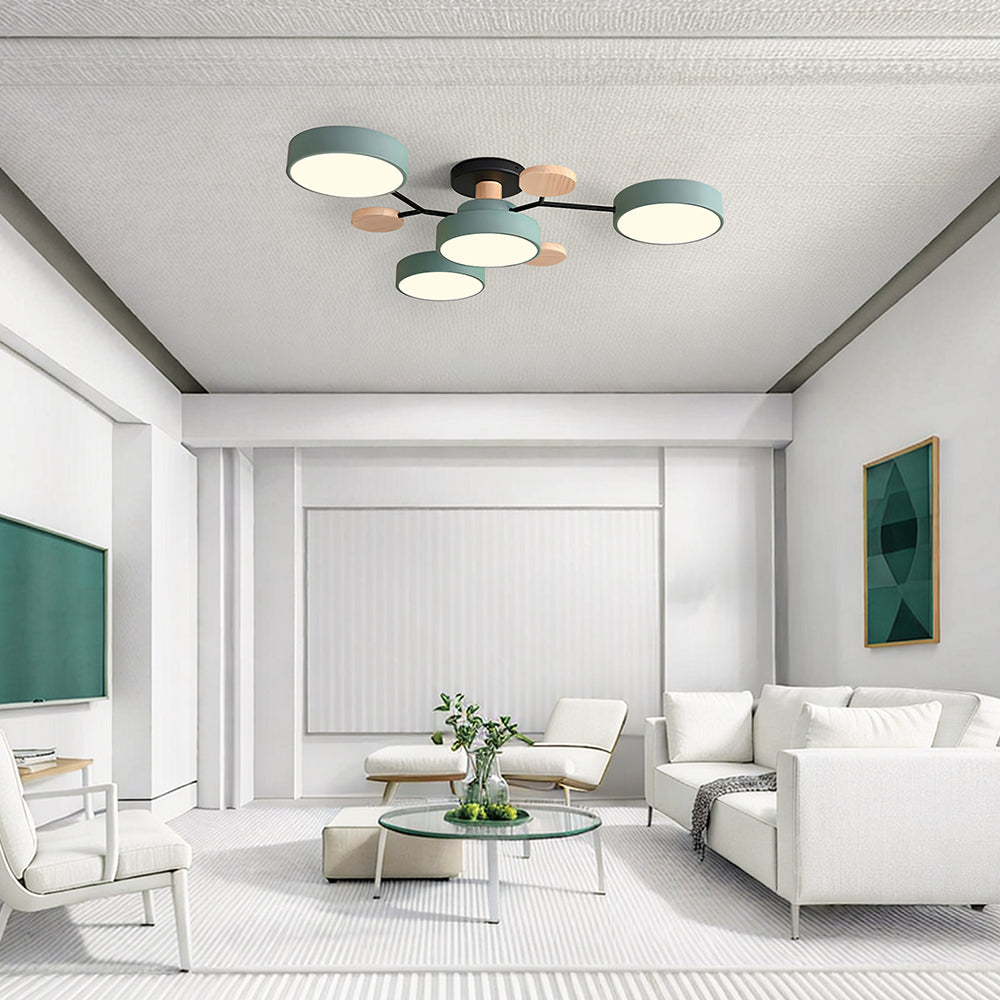Limora - Plafonnier LED multi-bras avec abat-jours circulaires