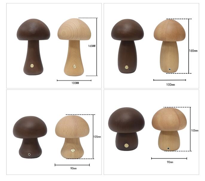 Mykora - Lampada da tavolo a fungo in legno con sensore touch