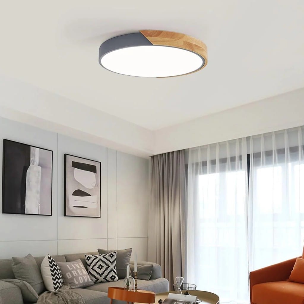 Crivane – Lámpara de techo redonda de madera con LED