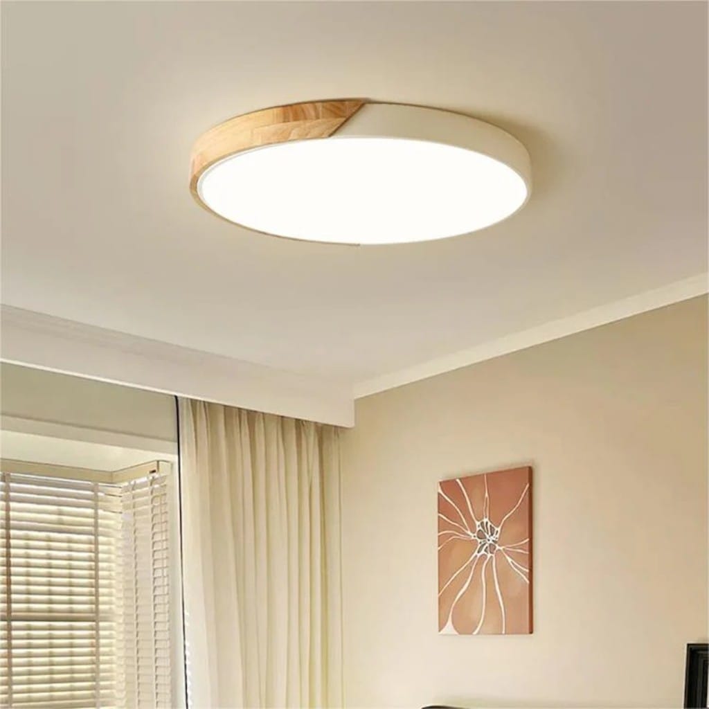 Crivane – Lámpara de techo redonda de madera con LED