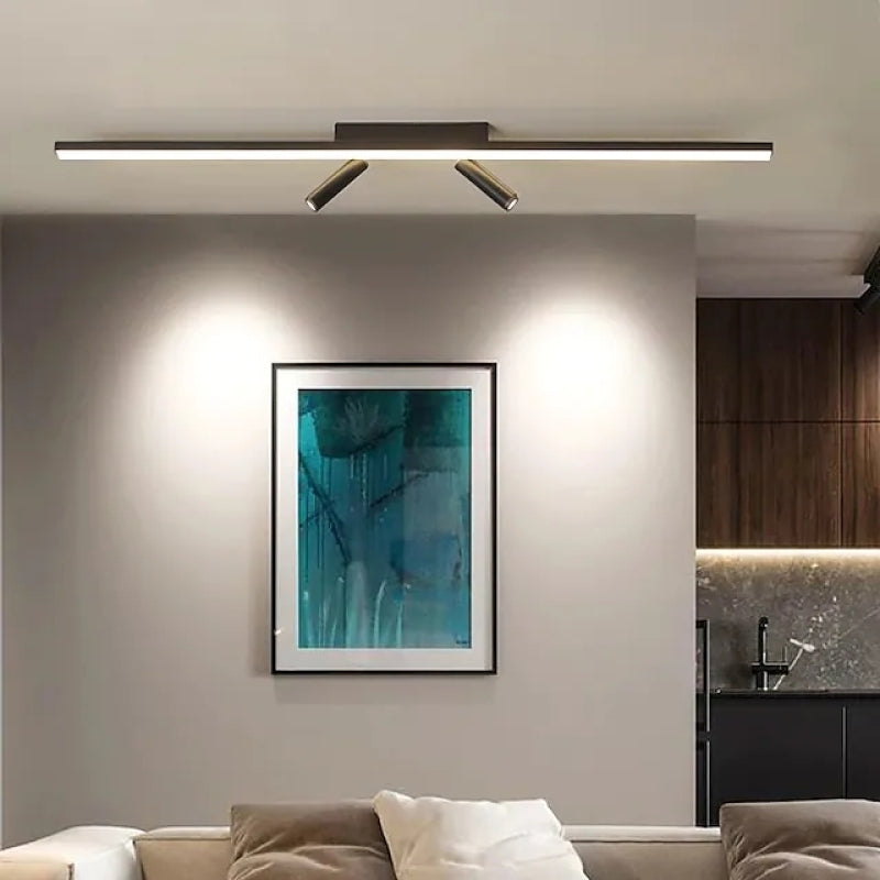 Arivon – Plafonnier LED linéaire noir pour salon