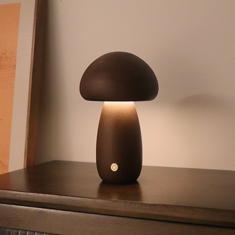 Mykora - Lampada da tavolo a fungo in legno con sensore touch