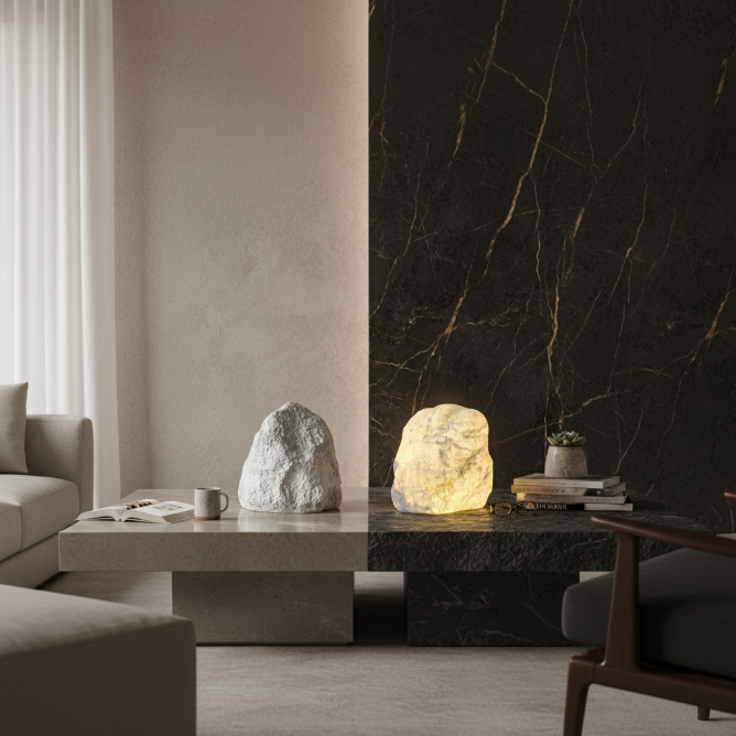 Delorien - Lampada da esterno scultorea in pietra