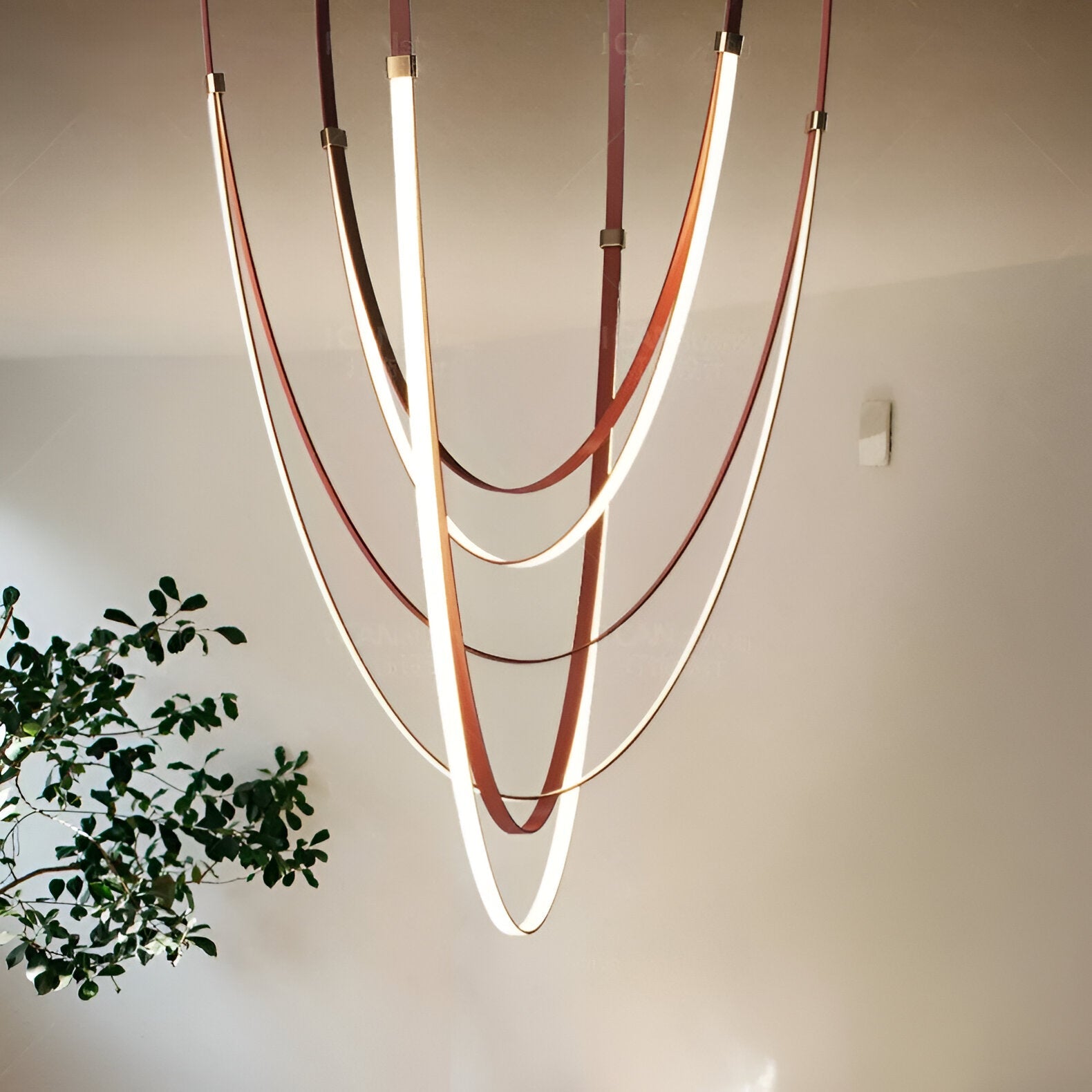 Luvairn – Luz de techo con cinturón de cuero sintético y LED