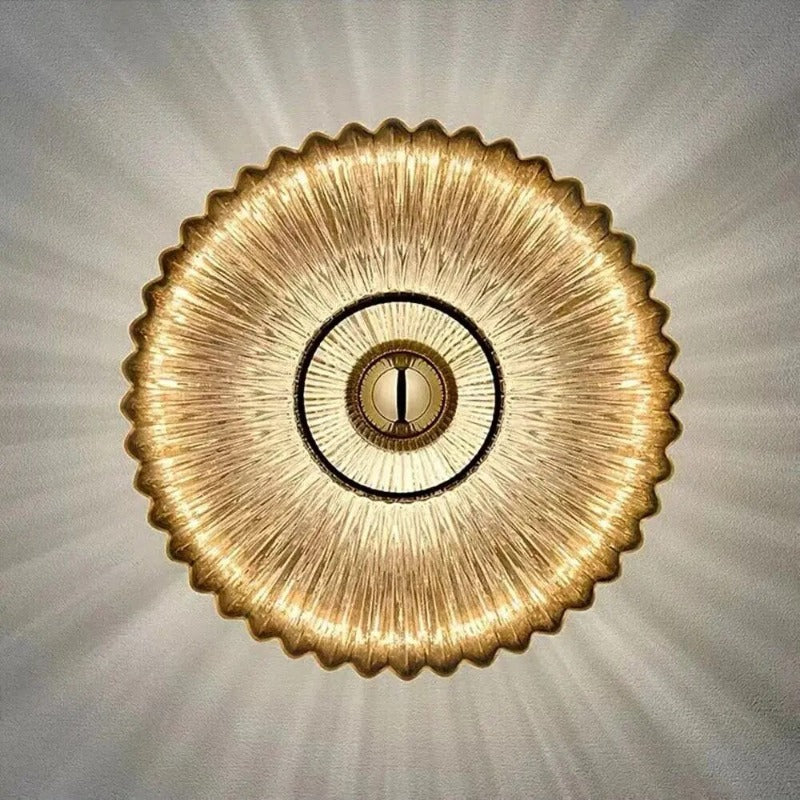 Marian – Lampada da parete moderna in vetro con paralume ondulato