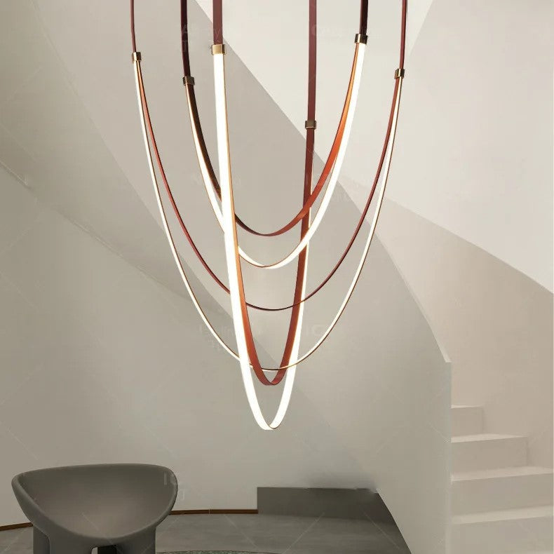 Luvairn – Luz de techo con cinturón de cuero sintético y LED