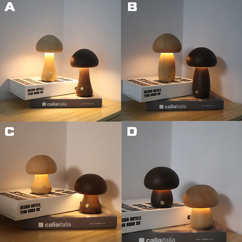 Mykora - Lampada da tavolo a fungo in legno con sensore touch