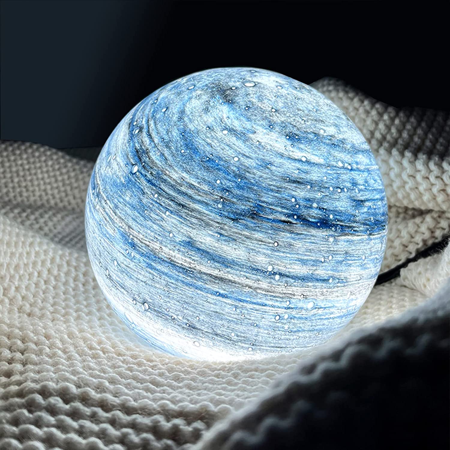 Lornad - Lampada da tavolo LED a sfera effetto vetro con motivo a spirale