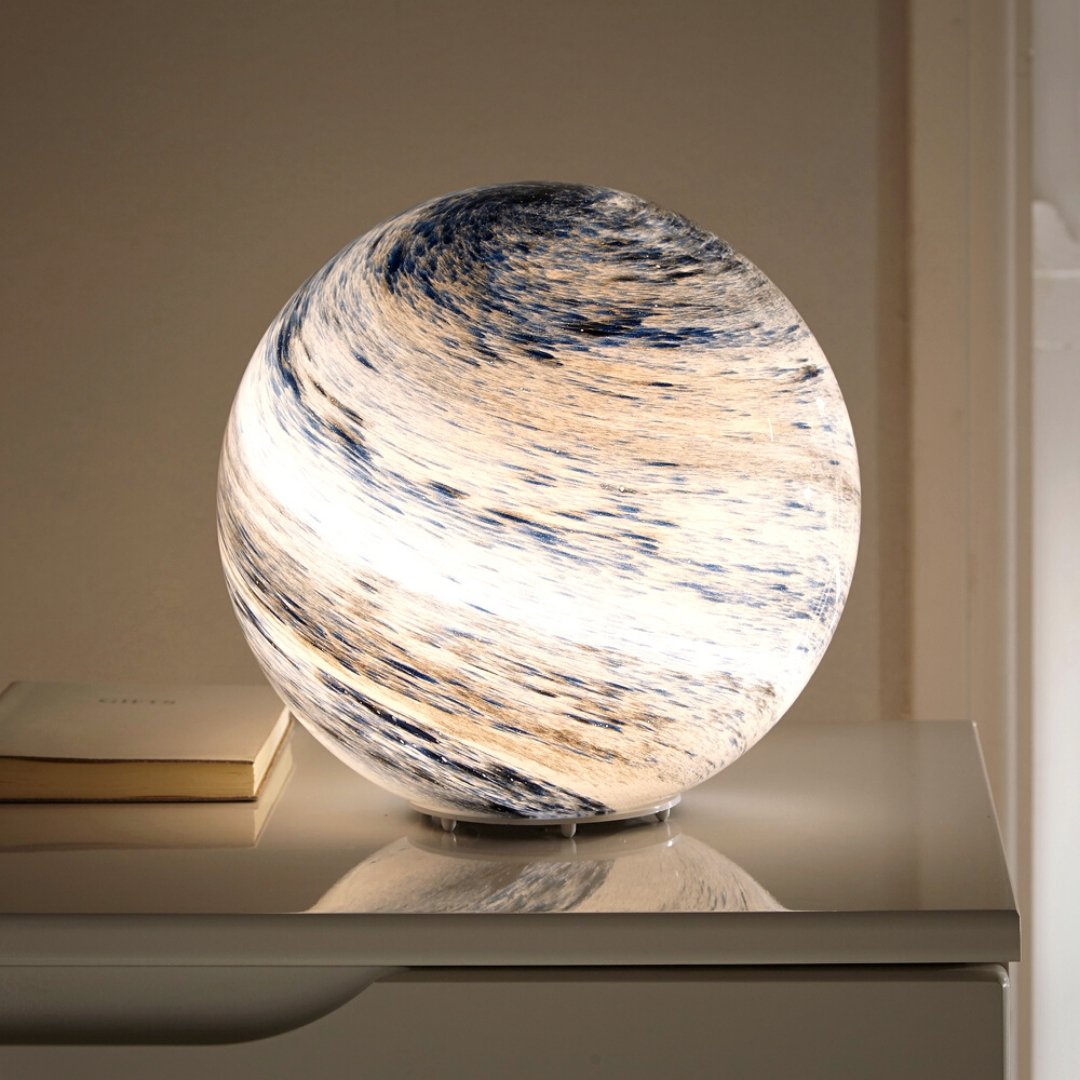 Lornad - Glass Look Sphere LED Table Lamp Swirl Pattern