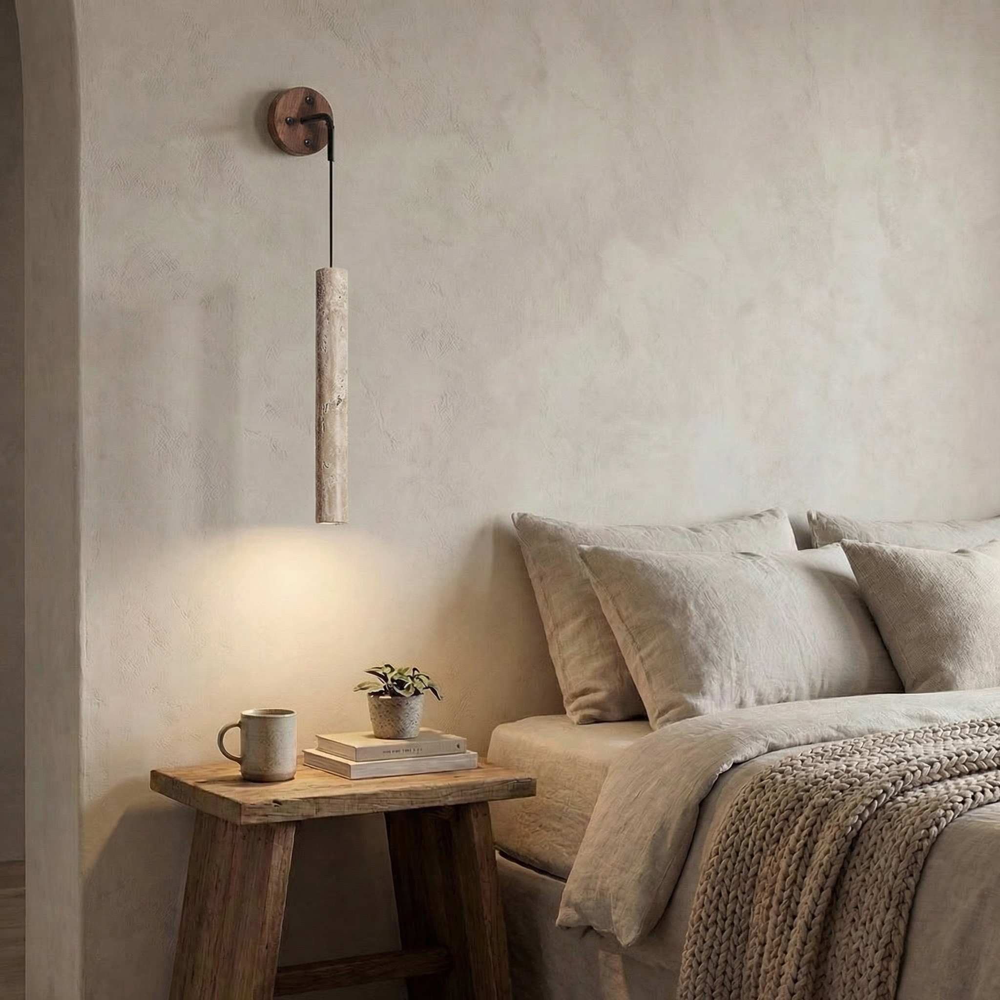 Trowen - Travertine Tube Wall Lamp 30cm