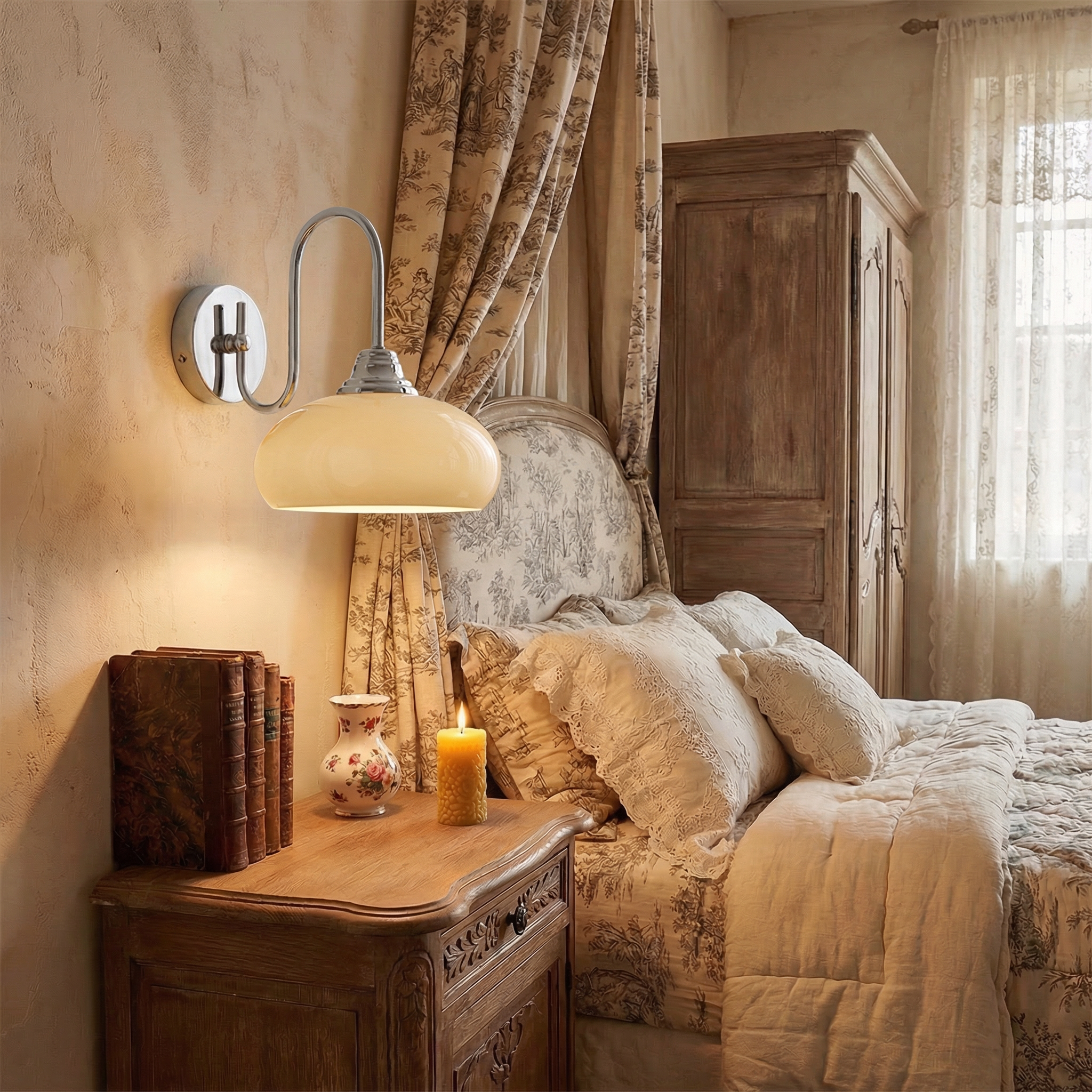 Veorin - Bauhaus Glass Wall Lamp Cream Finish