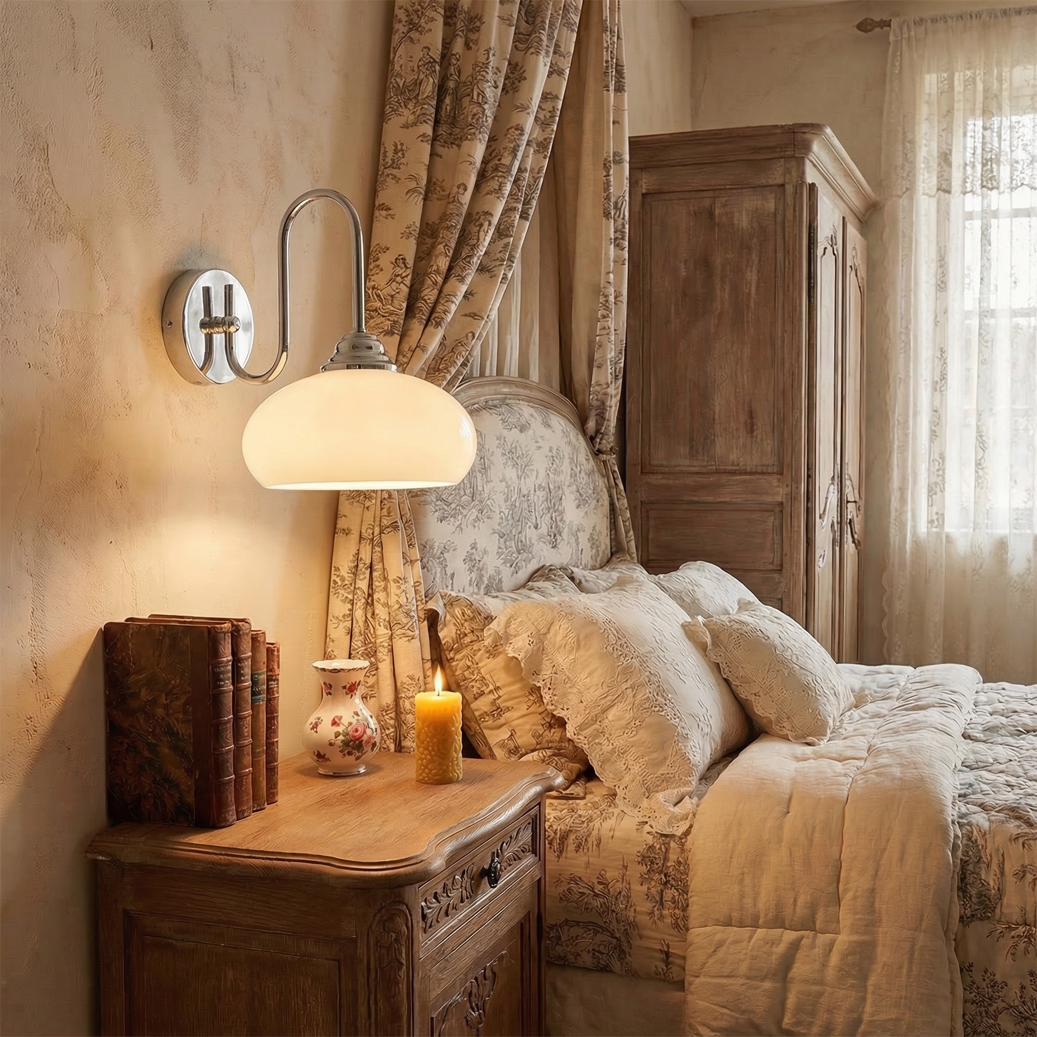 Veorin - Bauhaus Glass Wall Lamp Cream Finish