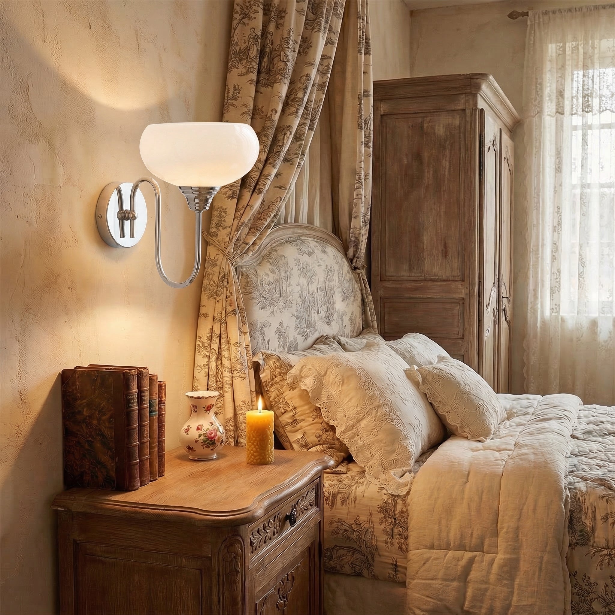 Veorin - Bauhaus Glass Wall Lamp Cream Finish