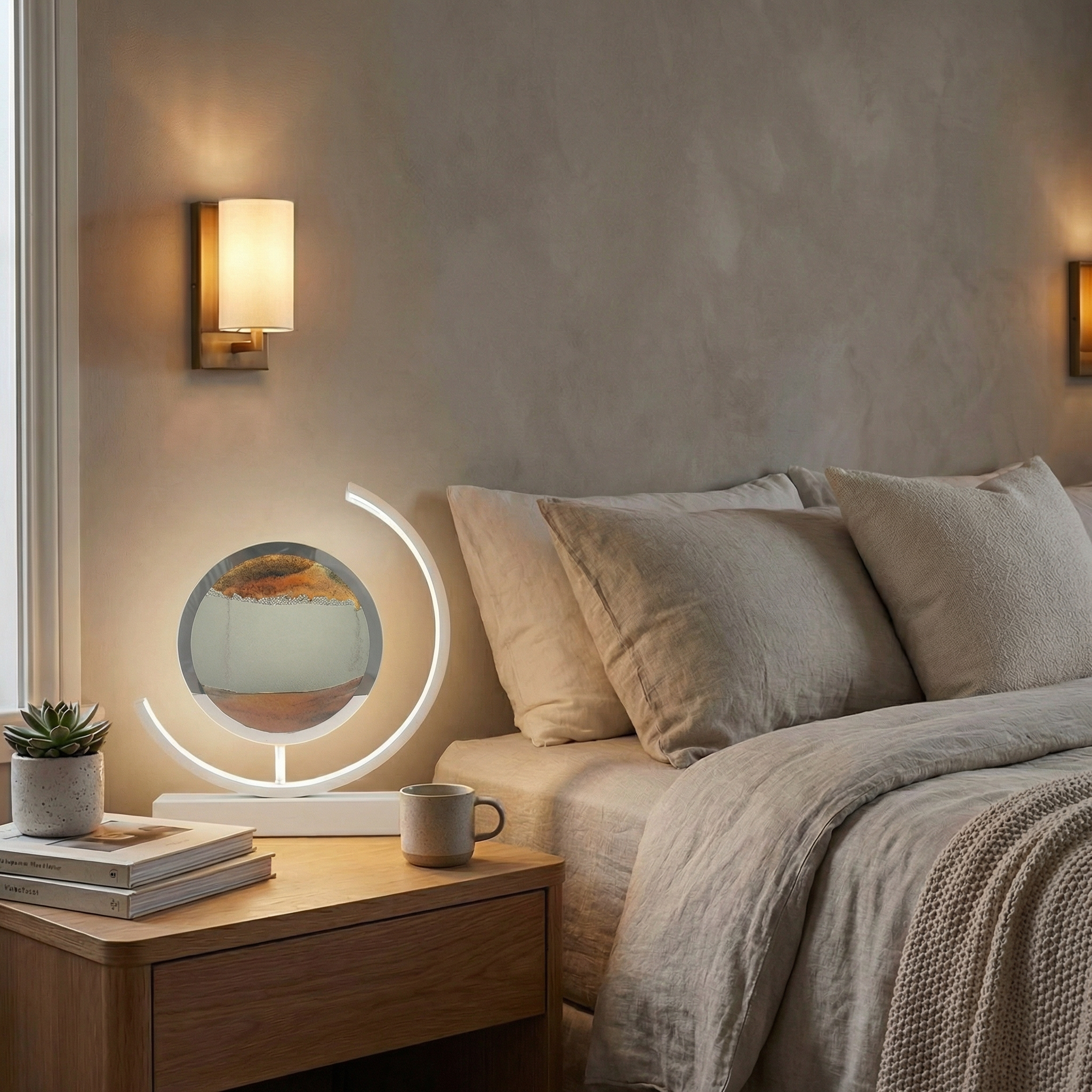 Virelith - Lampada da tavolo artistica 3D con sabbia mobile