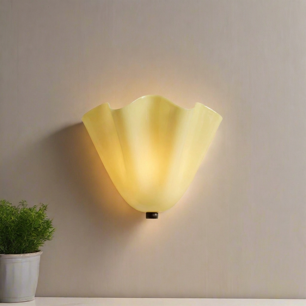 Velnmora – Applique da parete a conchiglia in vetro colorato retrò LED 1 luce