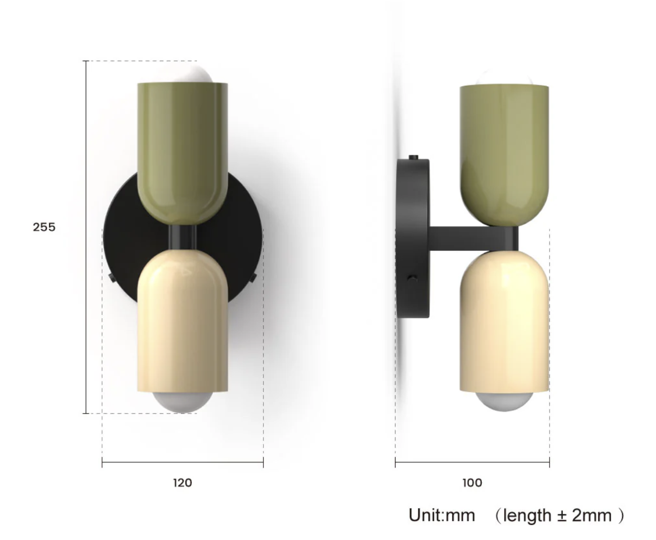 Dorellin - Északi Színes Kétfejű Vas Fali Lámpa