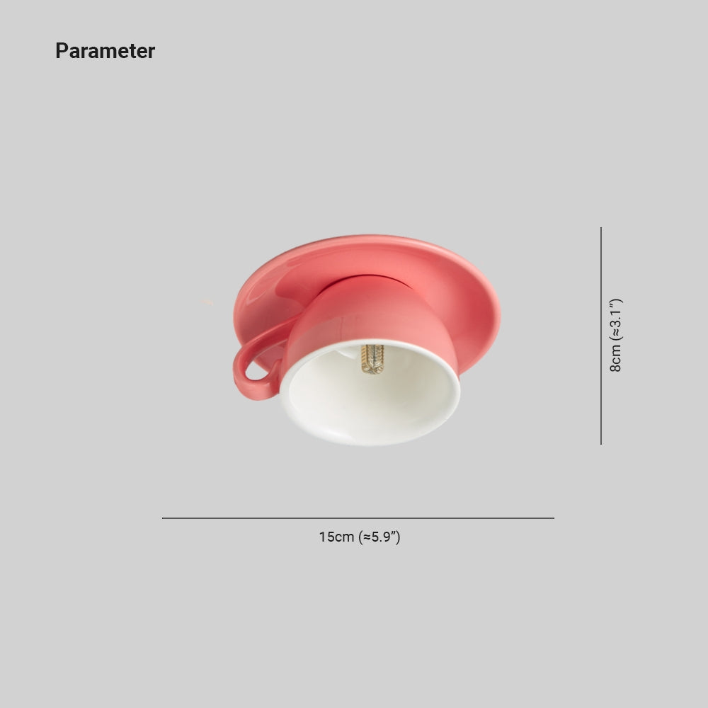 Valentin – Modern Ceiling Light Ceramic Coffee Cup Design Blue Pink Yellow