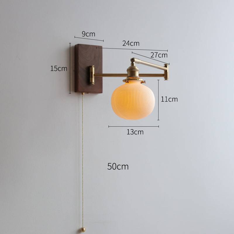 Caldaro - keramická nástěnná lampa s dřevěnou deskou, objímka E26 E27