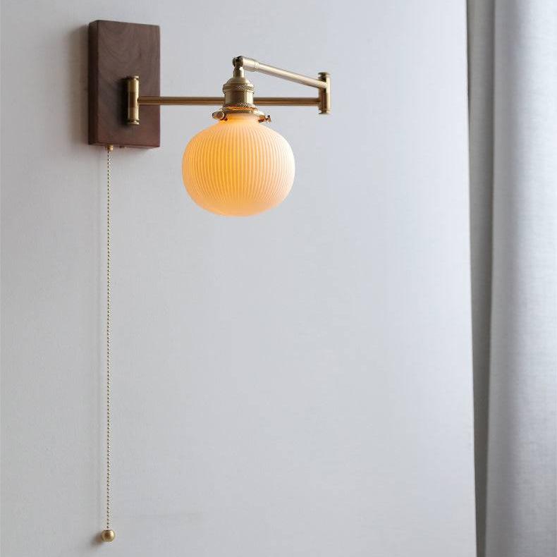Caldaro - keramická nástěnná lampa s dřevěnou deskou, objímka E26 E27