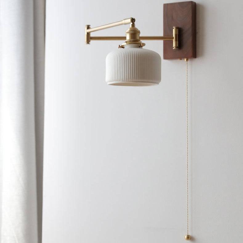 Caldaro - keramická nástěnná lampa s dřevěnou deskou, objímka E26 E27