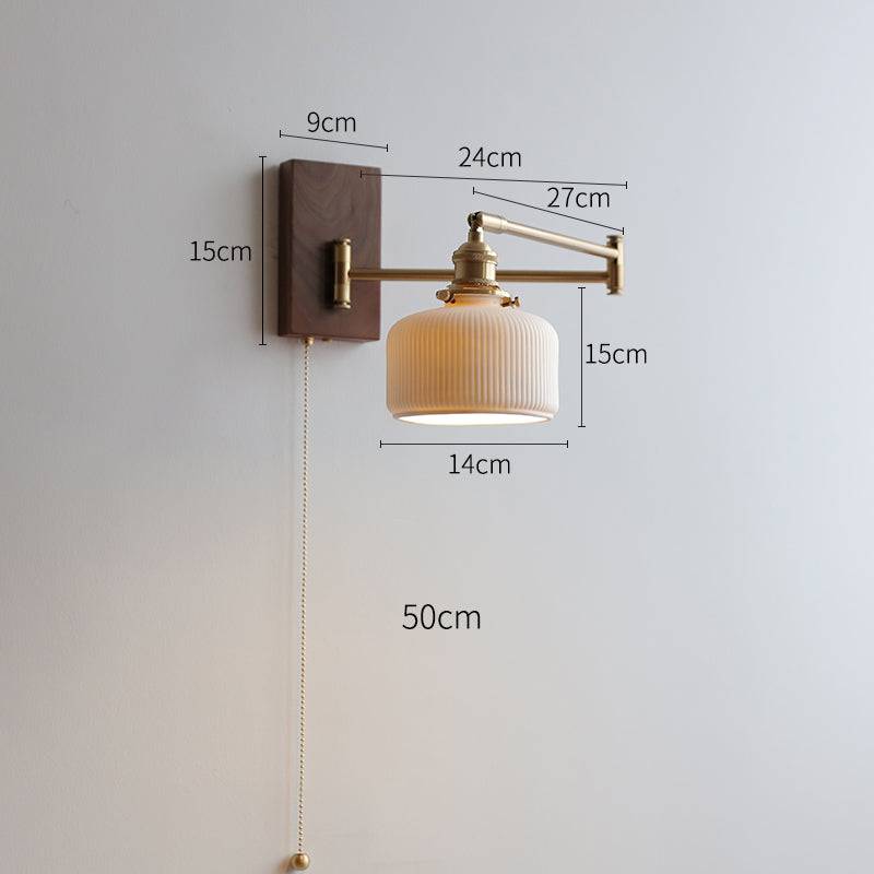 Caldaro - keramická nástěnná lampa s dřevěnou deskou, objímka E26 E27