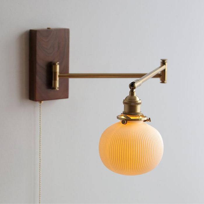 Caldaro - keramická nástěnná lampa s dřevěnou deskou, objímka E26 E27