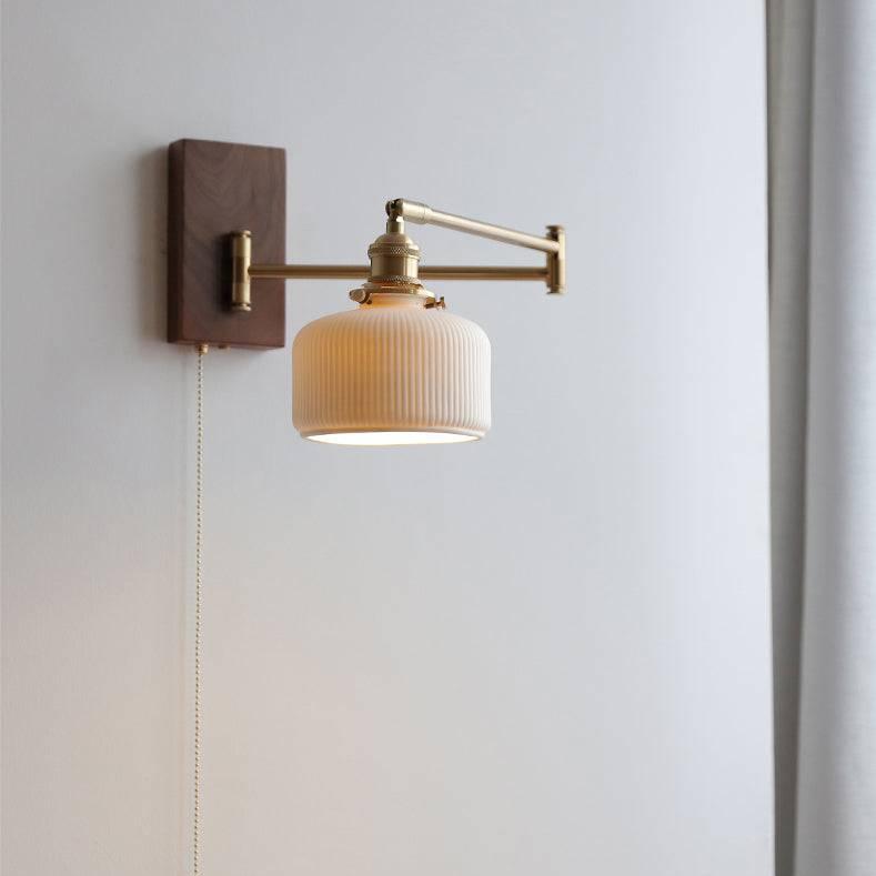 Caldaro - keramická nástěnná lampa s dřevěnou deskou, objímka E26 E27