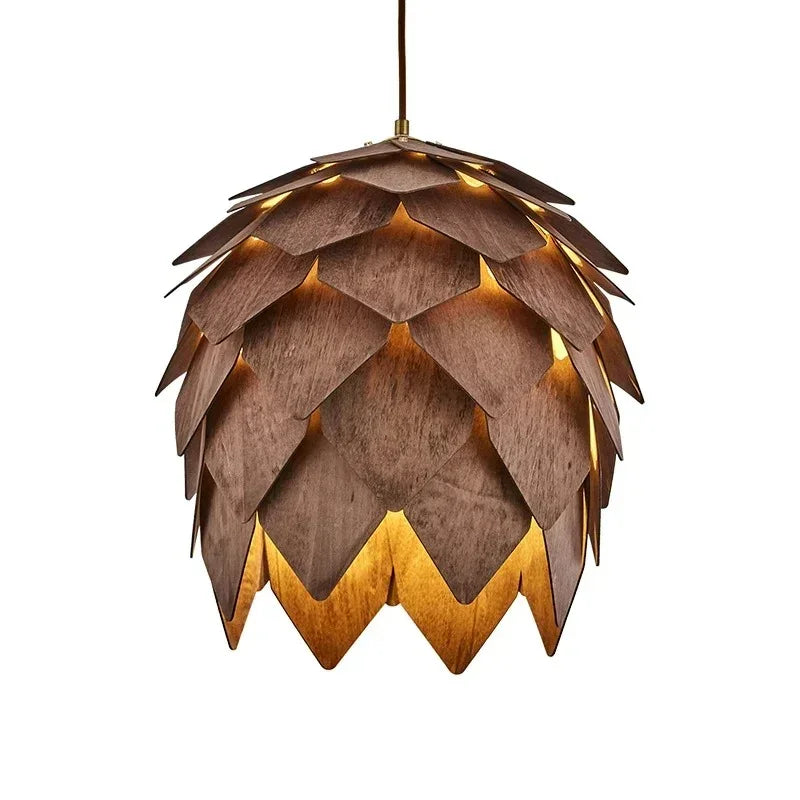 Sylvara – Wooden Pine Cone-Inspired Pendant Chandelier
