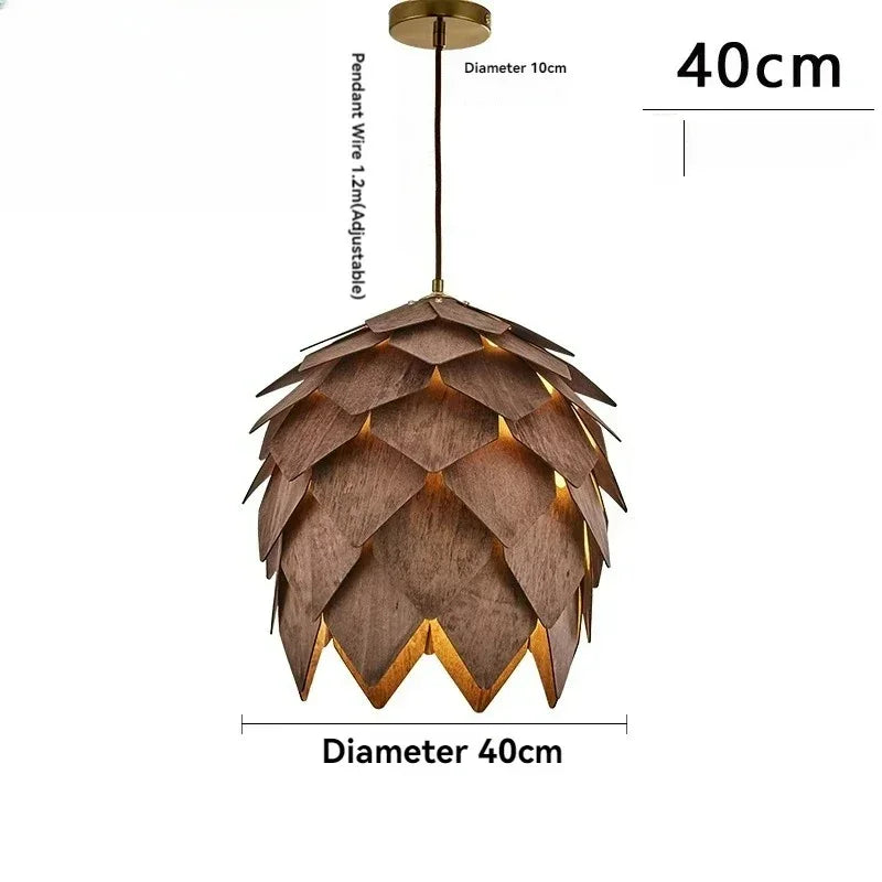 Sylvara – Wooden Pine Cone-Inspired Pendant Chandelier