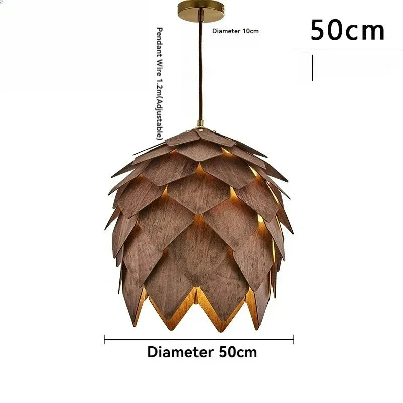Sylvara – Wooden Pine Cone-Inspired Pendant Chandelier