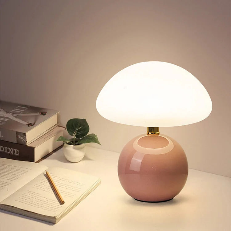 Murom - Lampada da tavolo a forma di fungo con base in ceramica