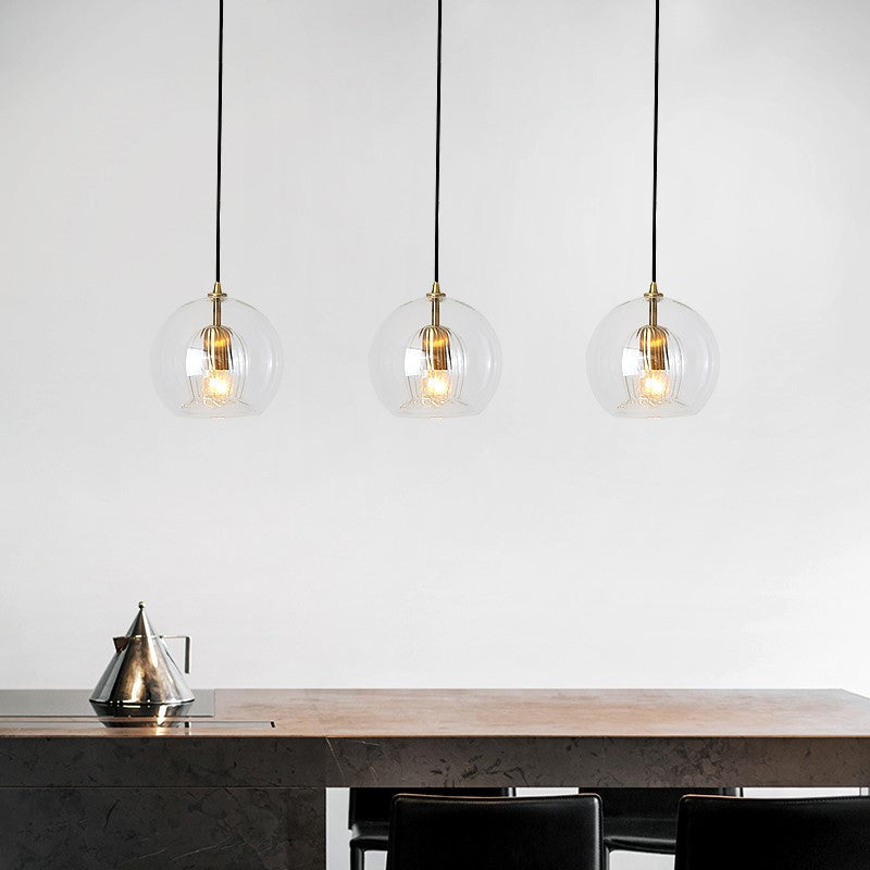 Hailenor - Glass Pendant Light Clear Amber LED