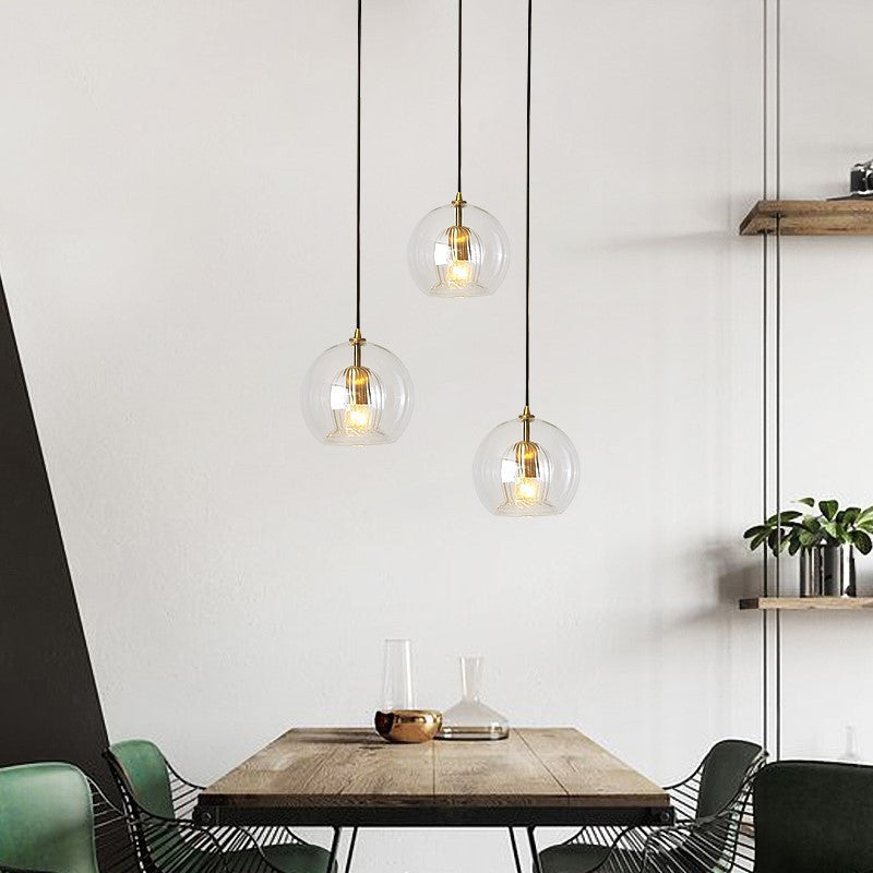 Hailenor - Glass Pendant Light Clear Amber LED